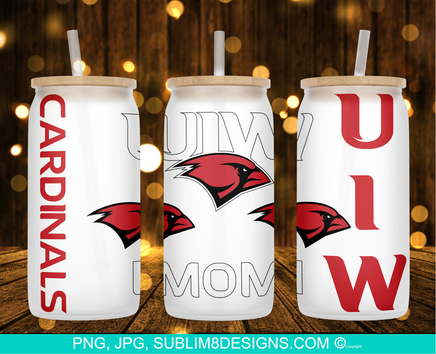 UIW 16oz Frosted Glass Wrap Sublimation PNG and JPEG ONLY