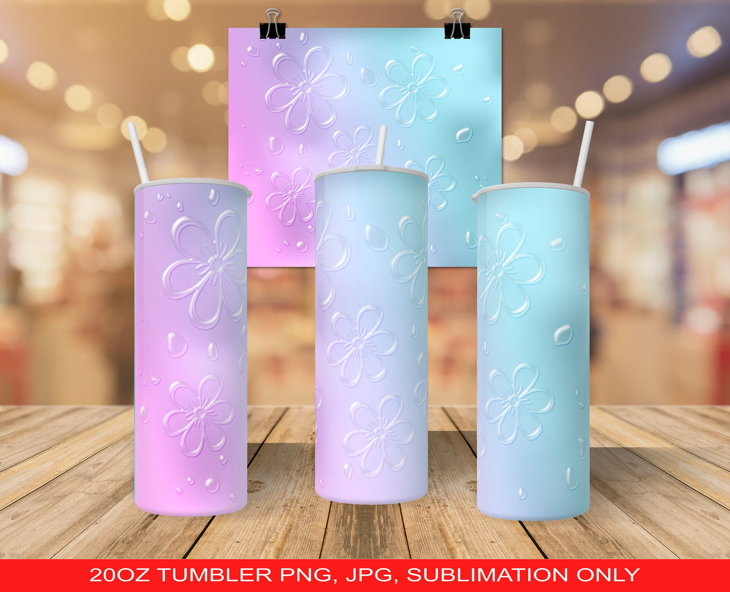 Raindrop Flowers 20oz Tumbler PNG and JPG ONLY