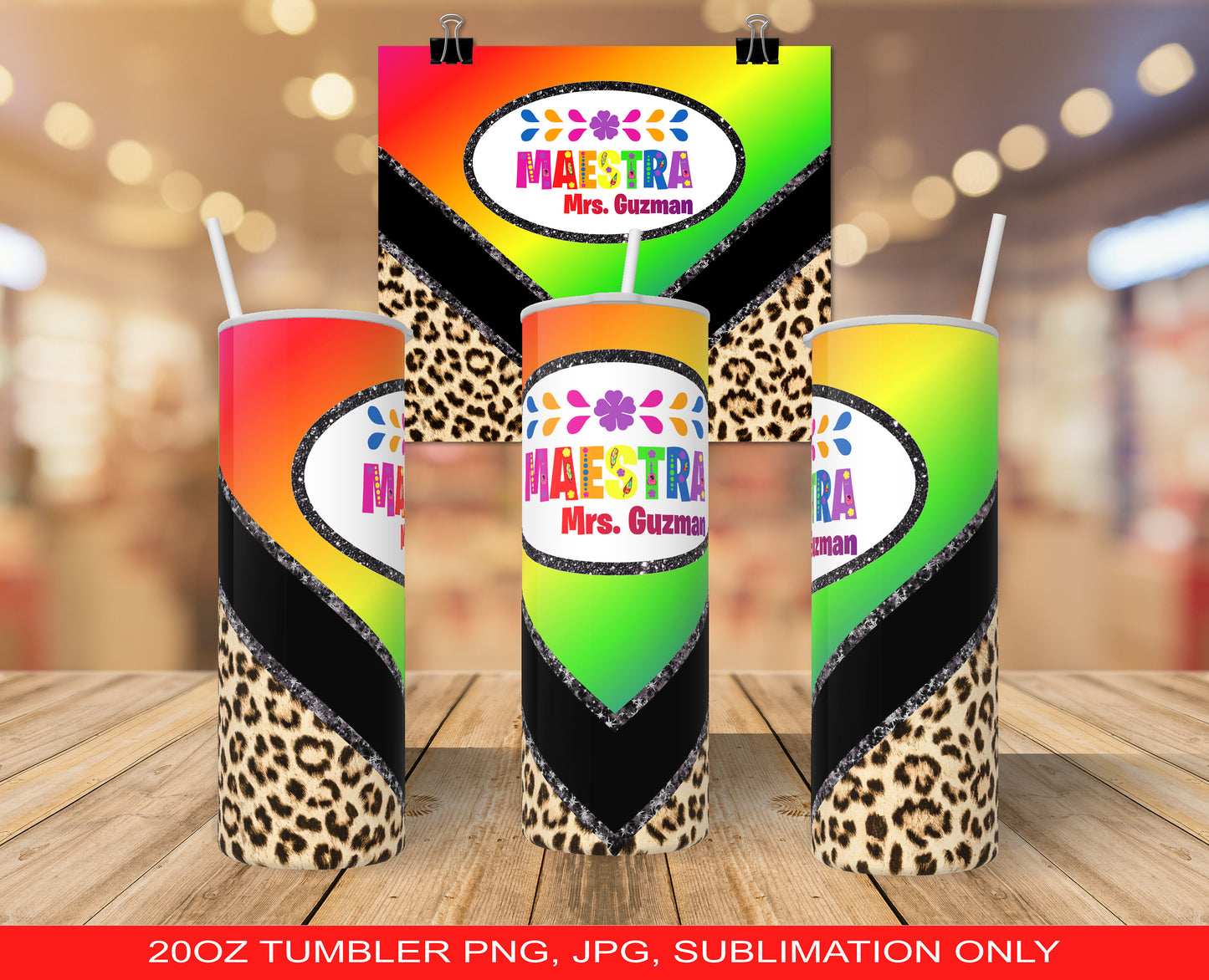 Maestra 20oz Tumbler Design PNG and JPG ONLY
