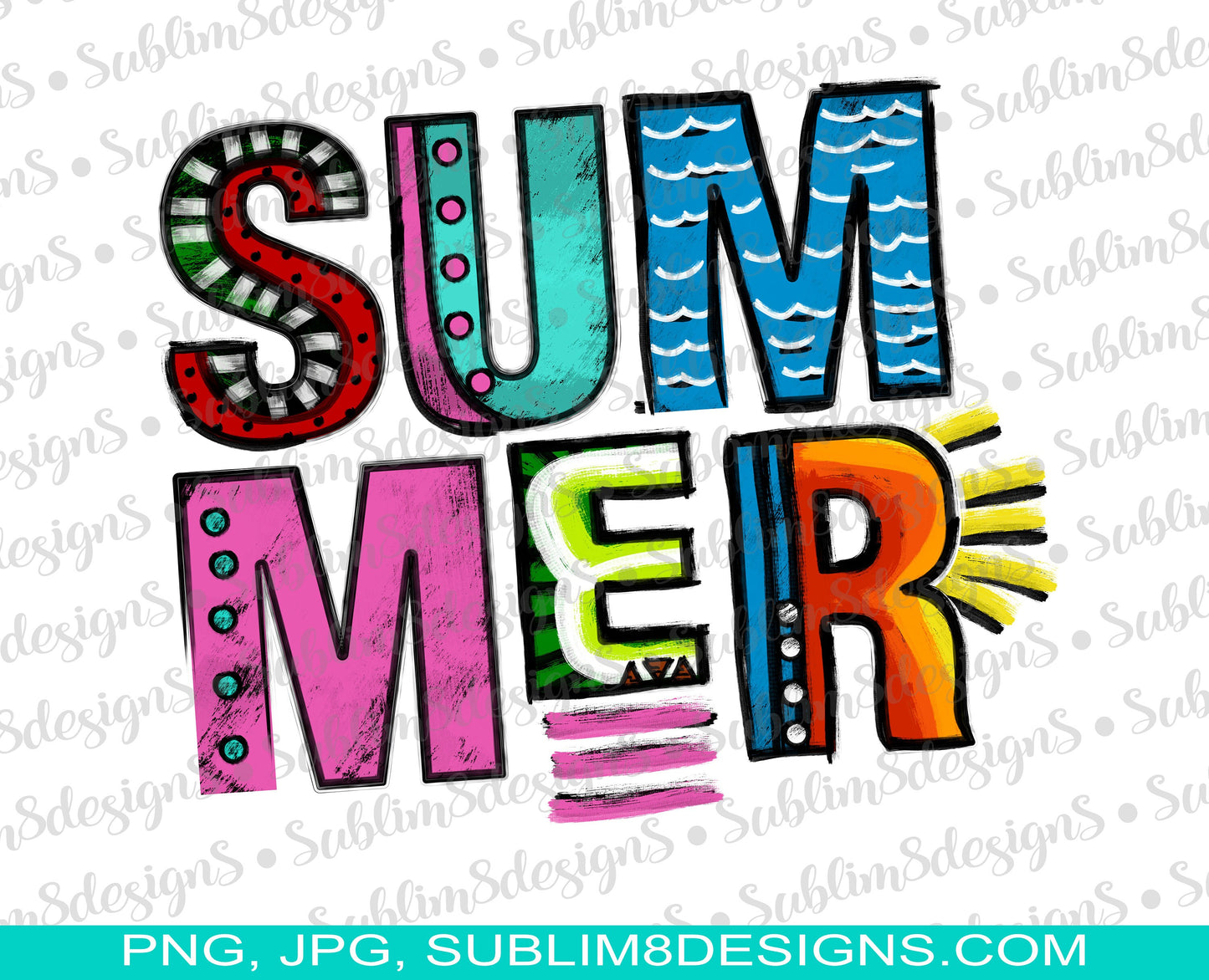 Painted Summer Design PNG and JPG ONLY