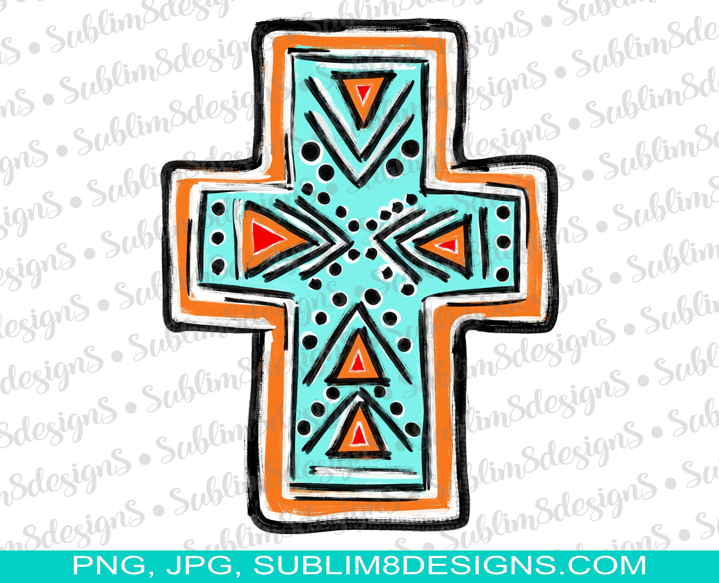 Painted Cross Sublimation Design PNG and JPG ONLY