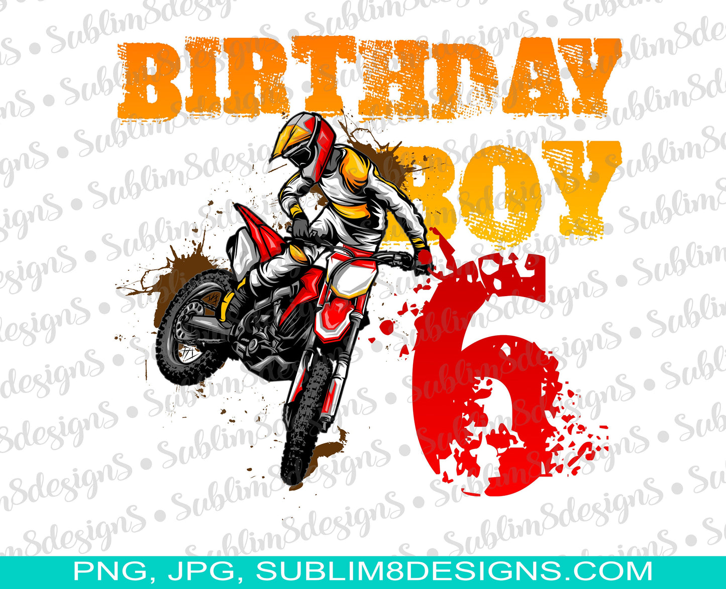 Personalized Birthday Boy Motor Cross PNG and JPG ONLY