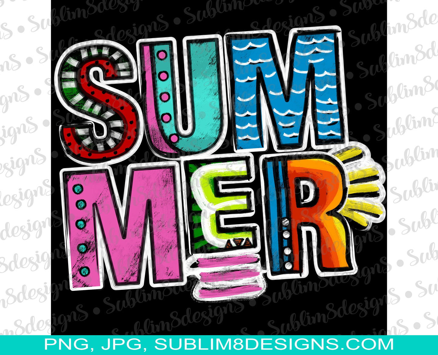 Painted Summer Design PNG and JPG ONLY
