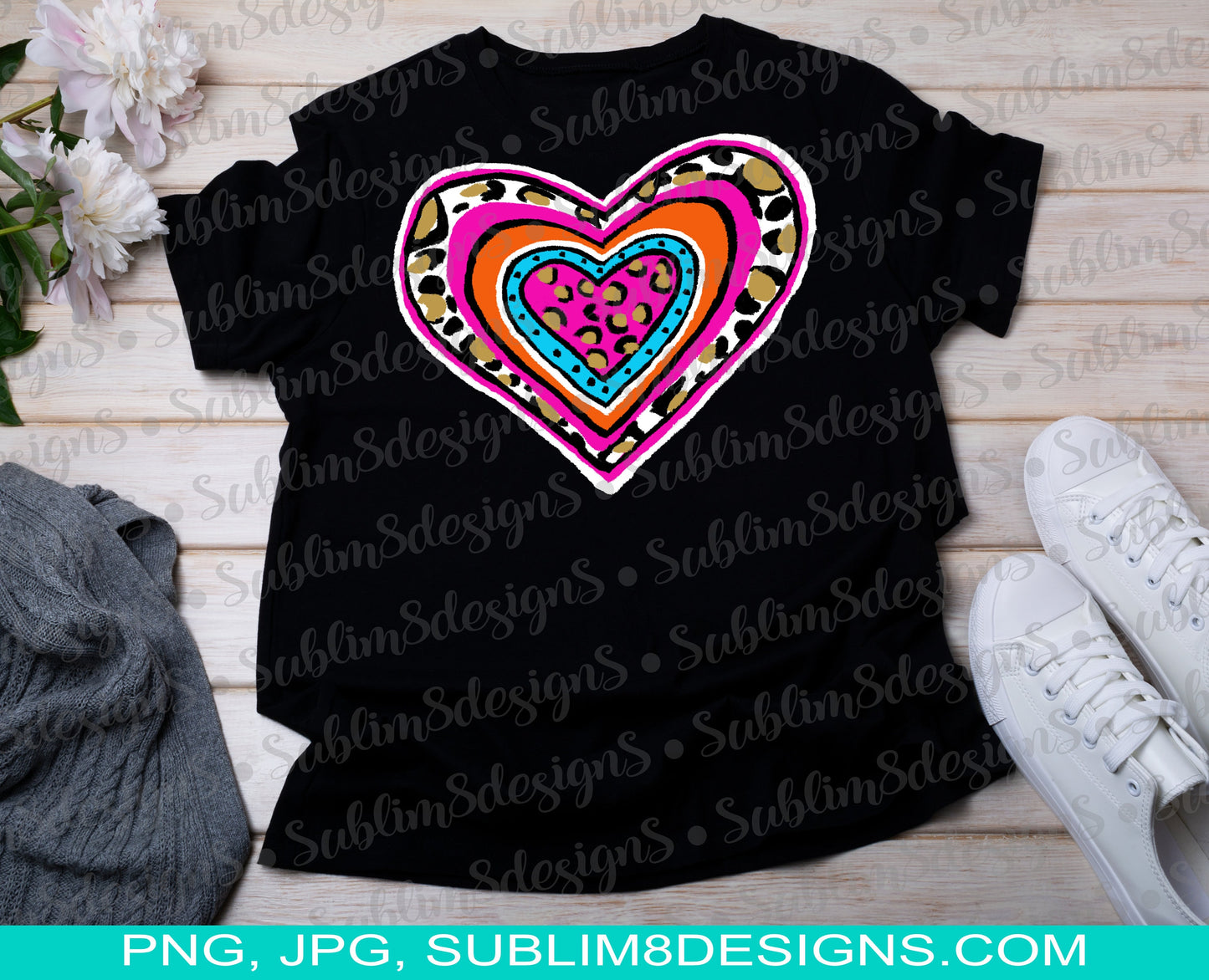 Painted Heart Sublimation Design PNG and JPG ONLY
