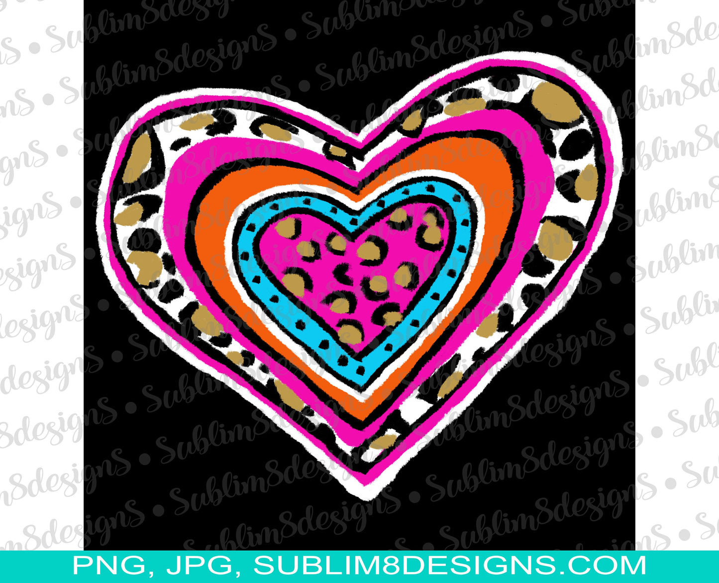 Painted Heart Sublimation Design PNG and JPG ONLY