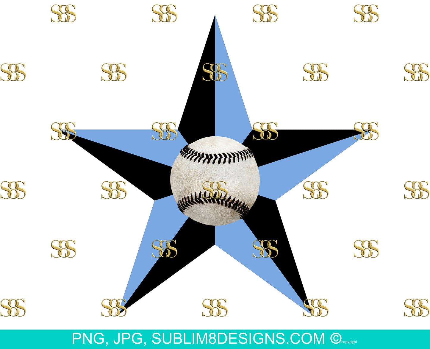 Star Baseball Softball Design PNG and JPG ONLY