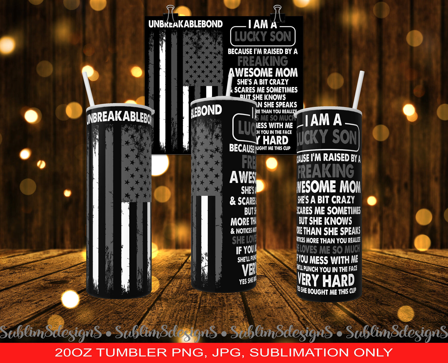 I Am A Lucky Son 20oz Tumbler PNG and JPG ONLY