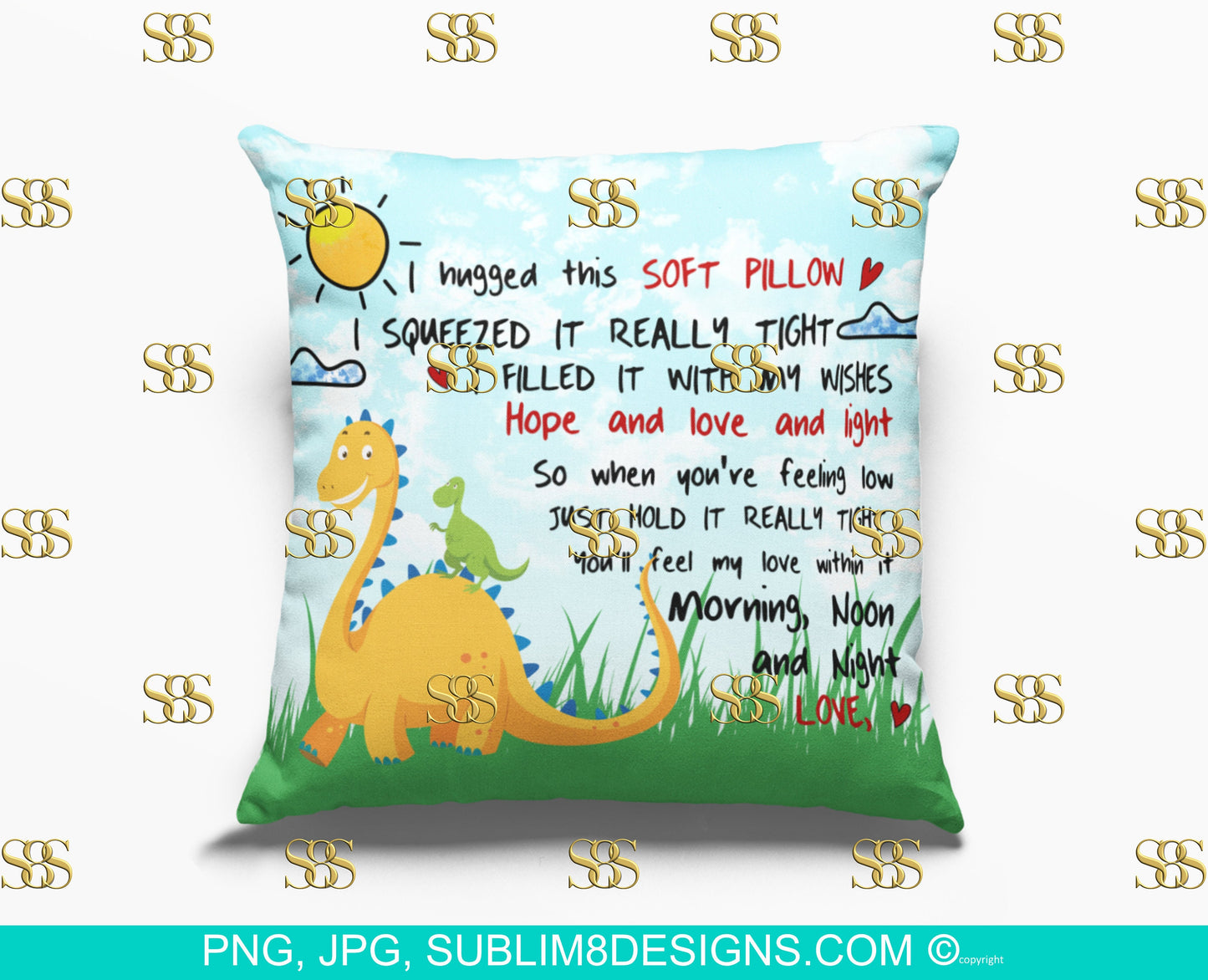 To My Grandson Love Comfort Square Pillow | Cushion Cover | Dinosaur Gifts | Dinosaur | Sublimation Design PNG and JPG ONLY
