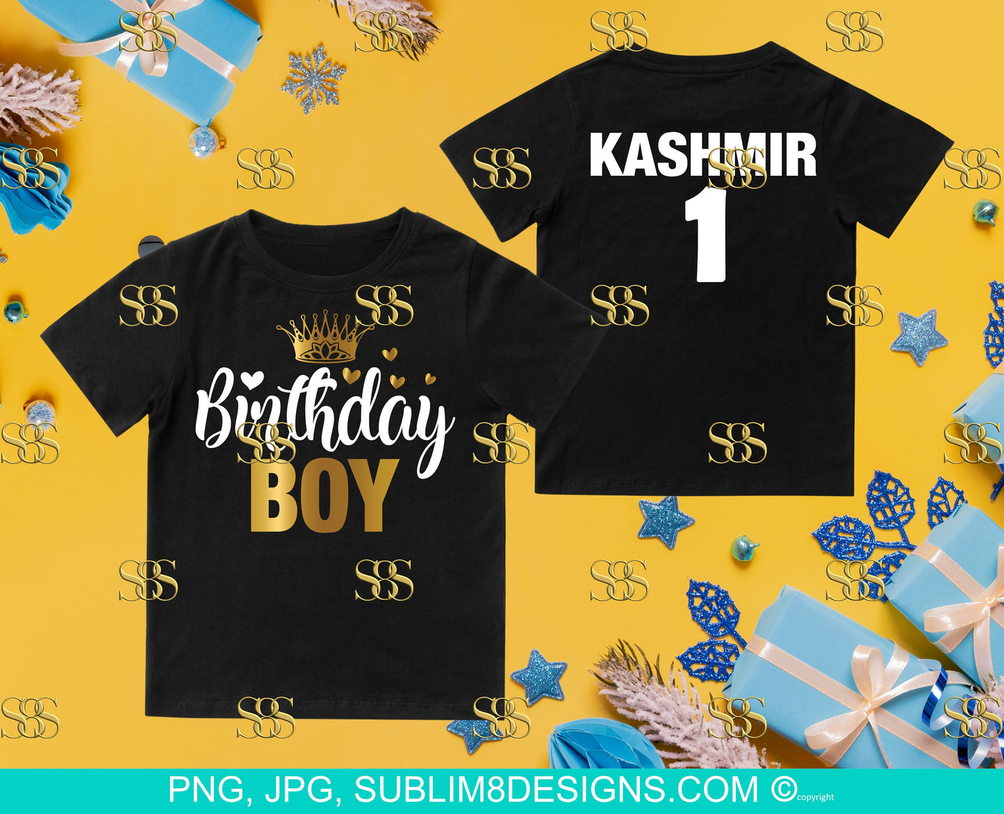 Personalized Birthday Boy With White Font PNG ONLY
