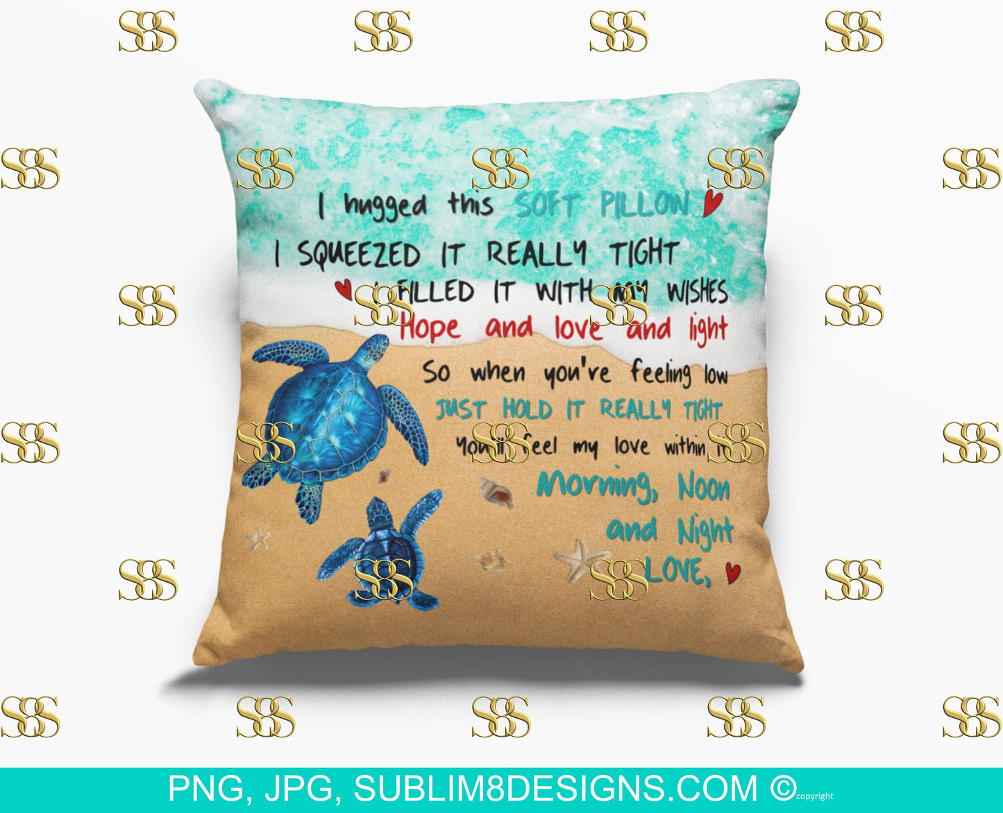 To My Grandson Beach Style Comfort Pillow | Cushion Cover | Sea Turtle | Turtle Gifts | Sublimation Design PNG and JPG ONLY
