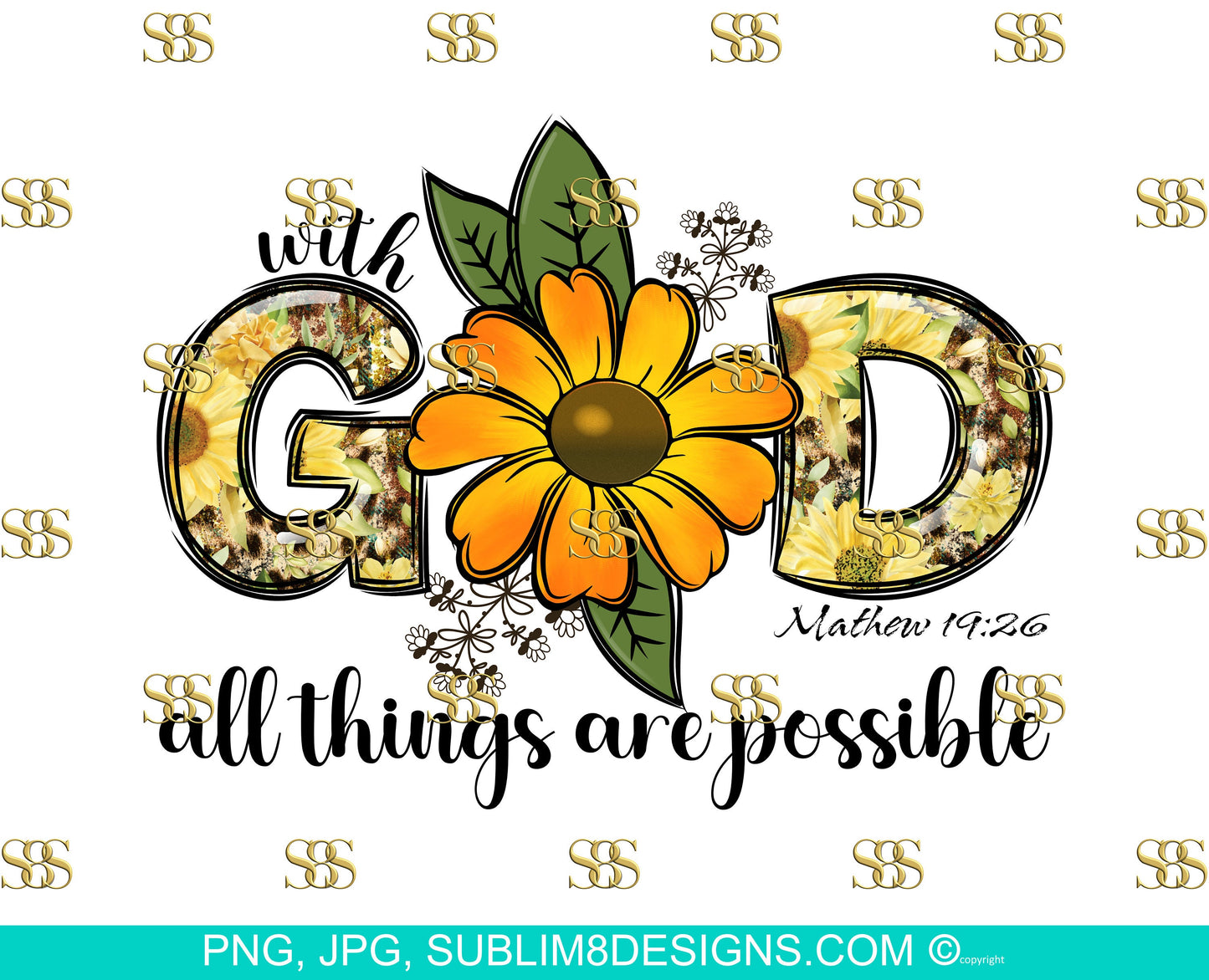 With God All Things Are Possible Mathew 19:26 PNG and JPG ONLY