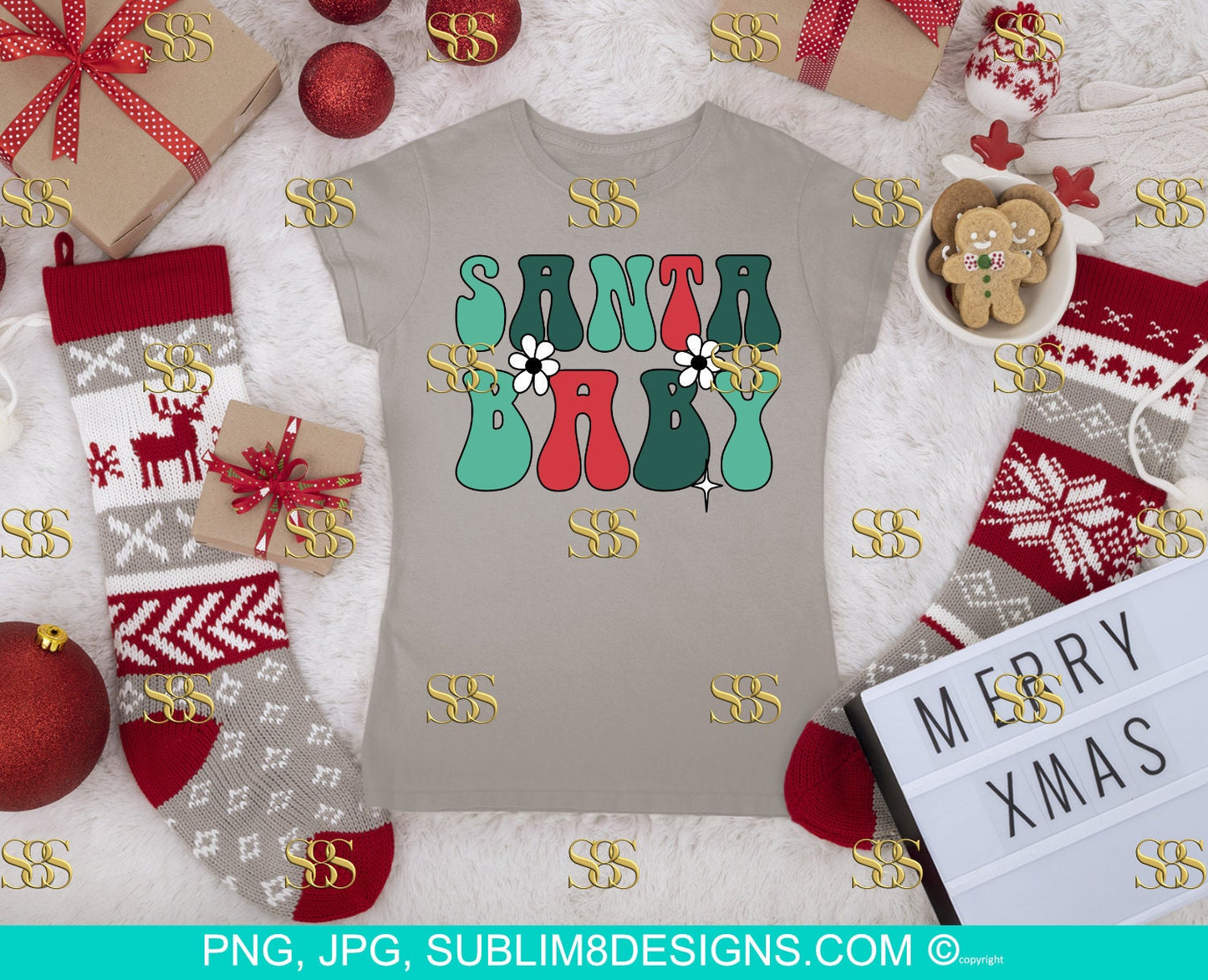Santa Baby Christmas Sublimation Design PNG and JPG ONLY