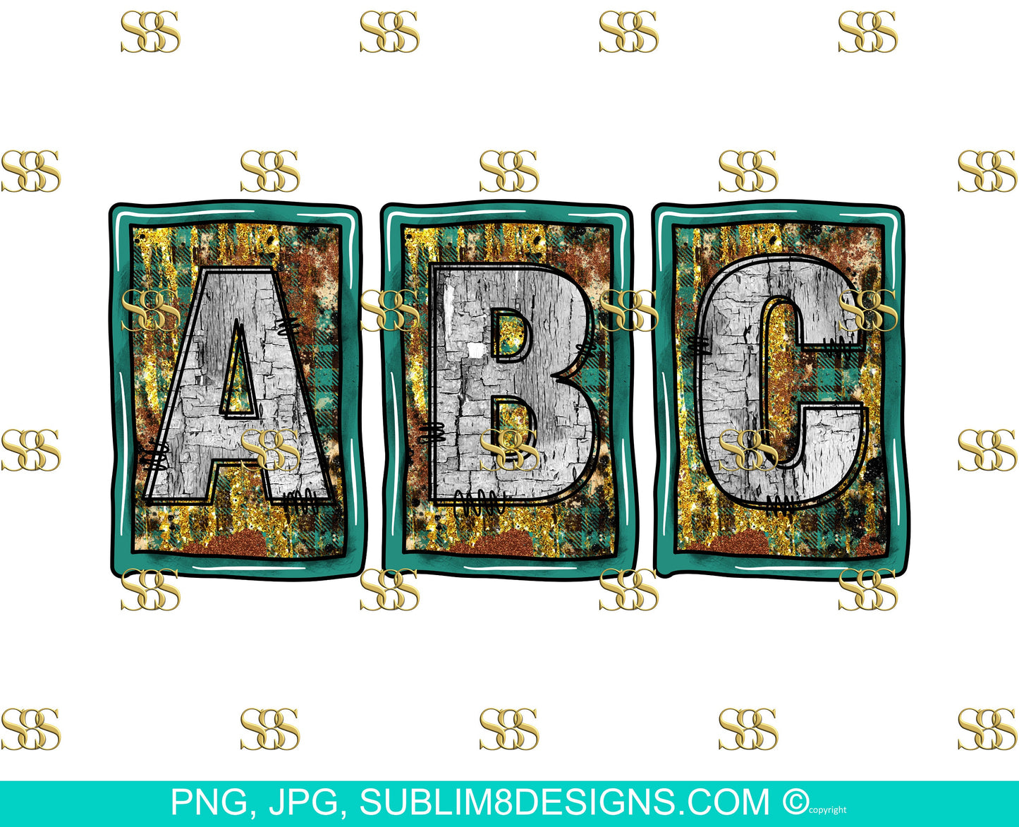 Rustic Green Cowboy Doodle Font Sublimation Design Bundle PNG ONLY