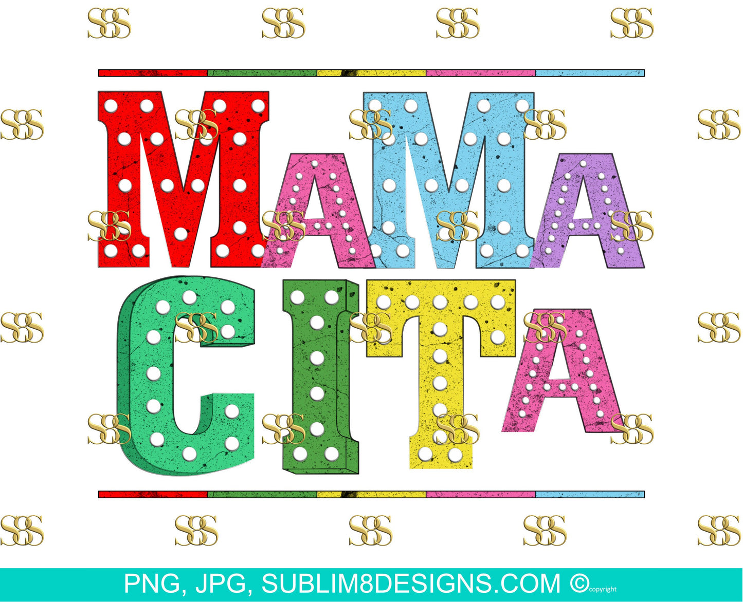 Mama Cita | Rainbow Letters | Rign Lights | Mama Tumbler Wrap | Mama Tumbler png | Neon Light | Sublimation Design PNG and JPG ONLY