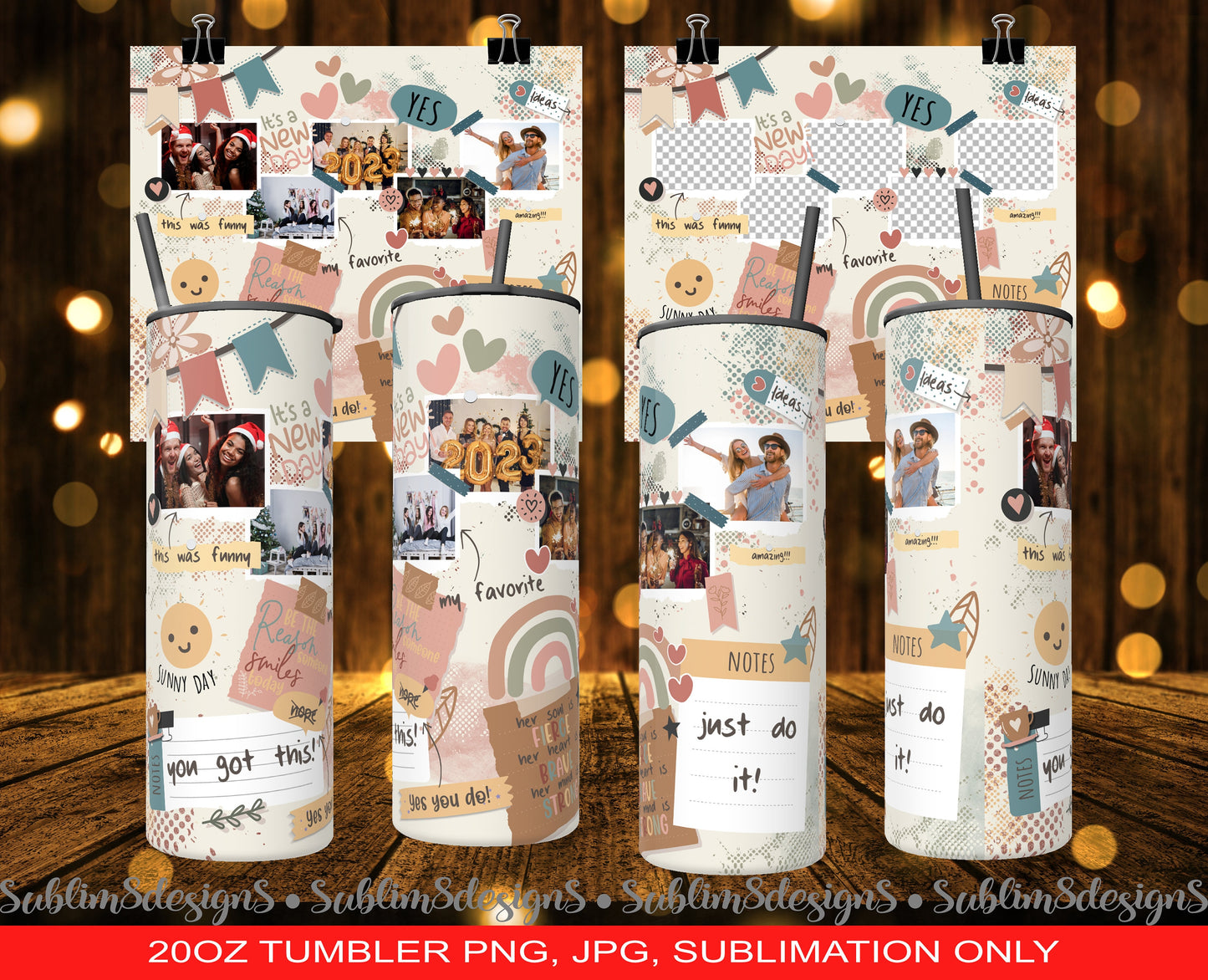 Planner Journal Inspirational Quotes 20oz Tumbler Sublimation Wrap Design PNG ONLY