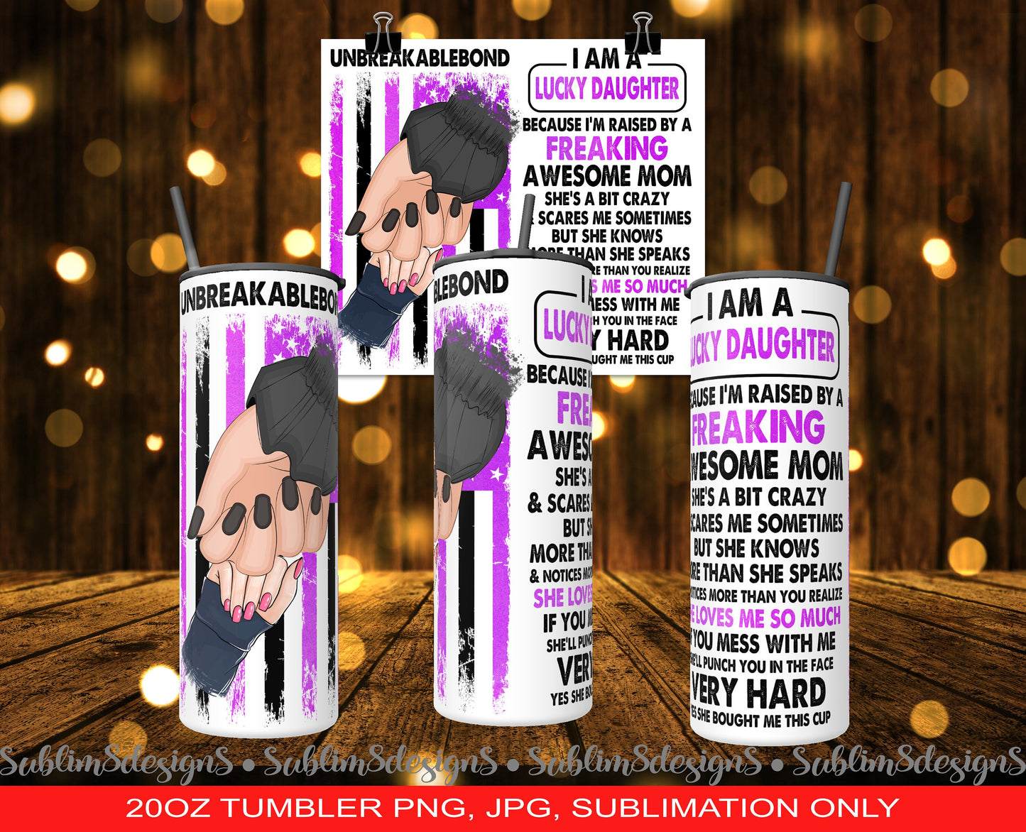 I Am A Lucky Son -  Mother's Day Gift - Perfect for the ultimate momma's boy! - Purple and Blue 20oz Tumbler Design PNG and JPG ONLY