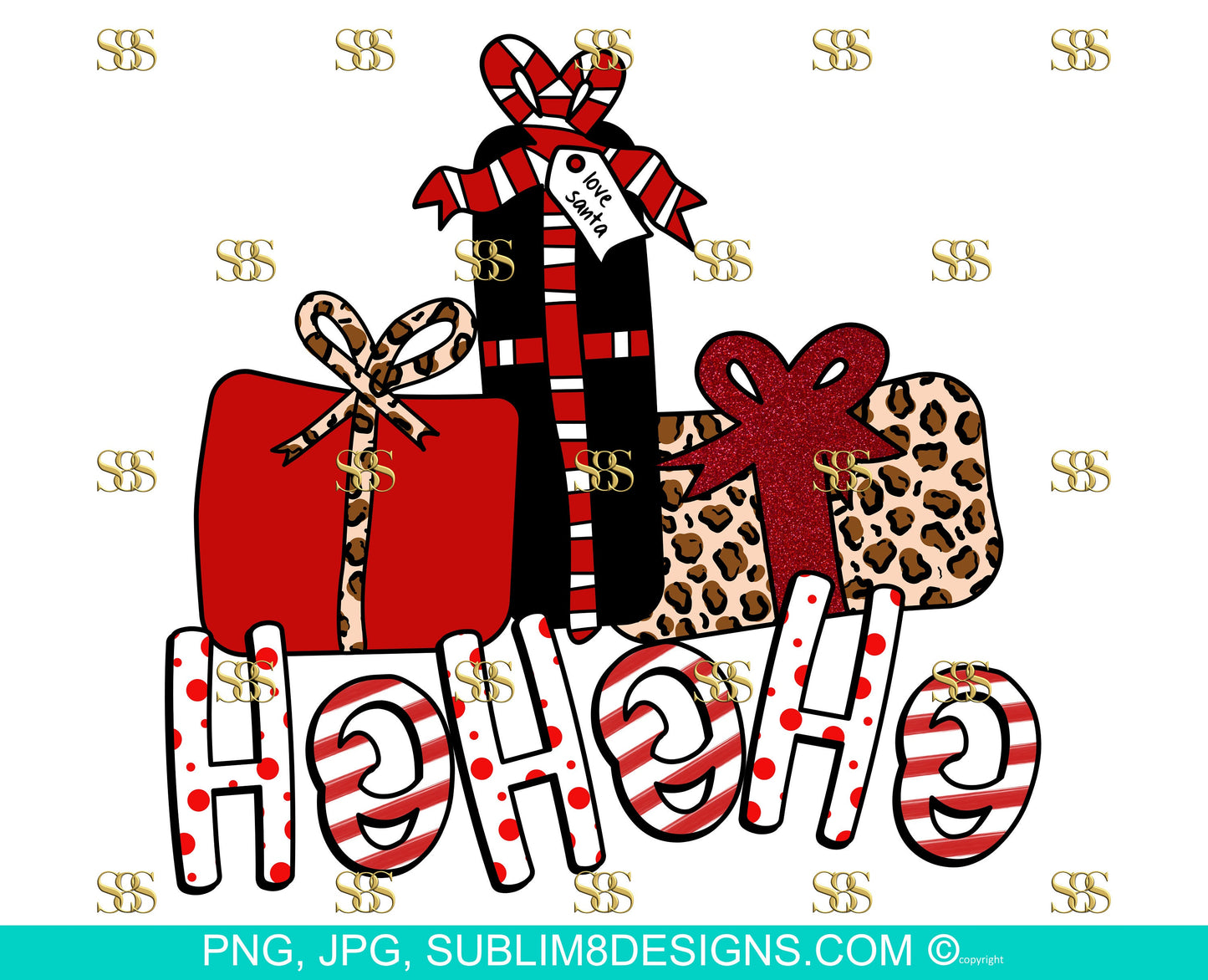 Ho ho ho Christmas Presents - Digital Holiday Designs - Christmas Digital Design - Christmas Presents PNG and JPG ONLY