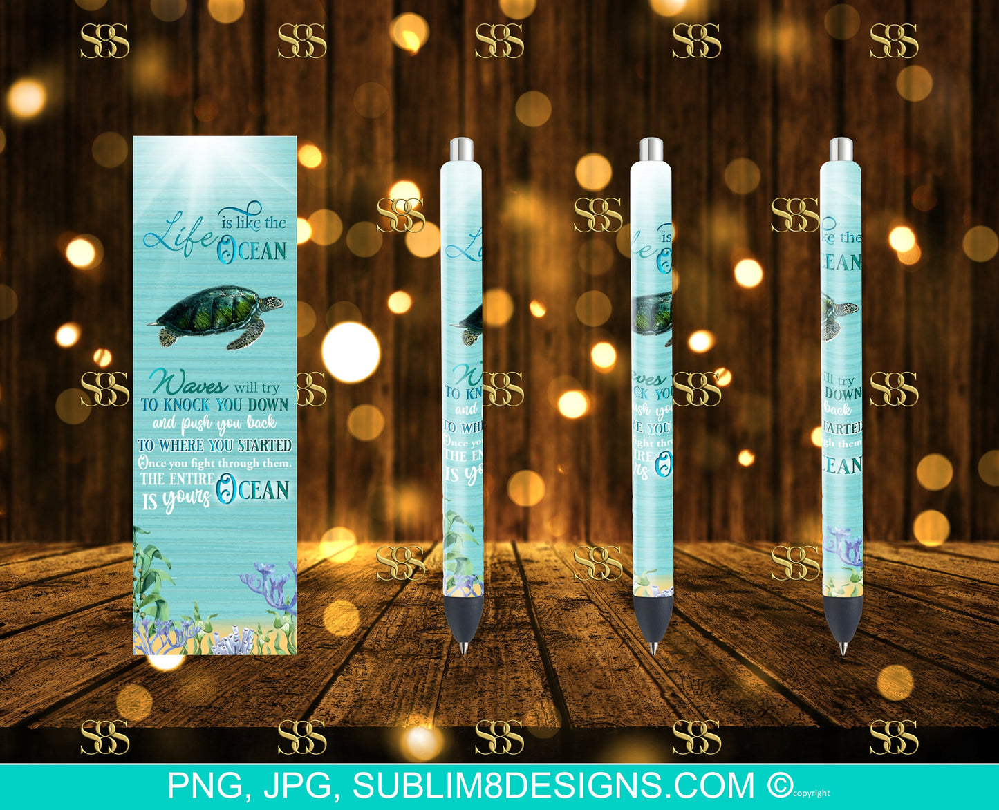 Ocean Resilience: Embracing Life's Waves with the Spirit of the Turtle Sublimation Pen Wrap Design