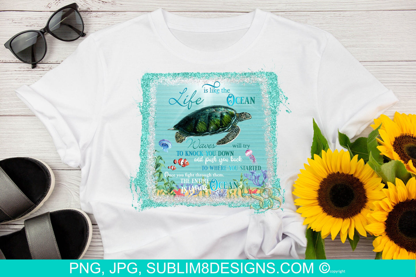 Ocean Resilience: Embracing Life's Waves with the Spirit of the Turtle Sublimation Bundle PNG ONLY